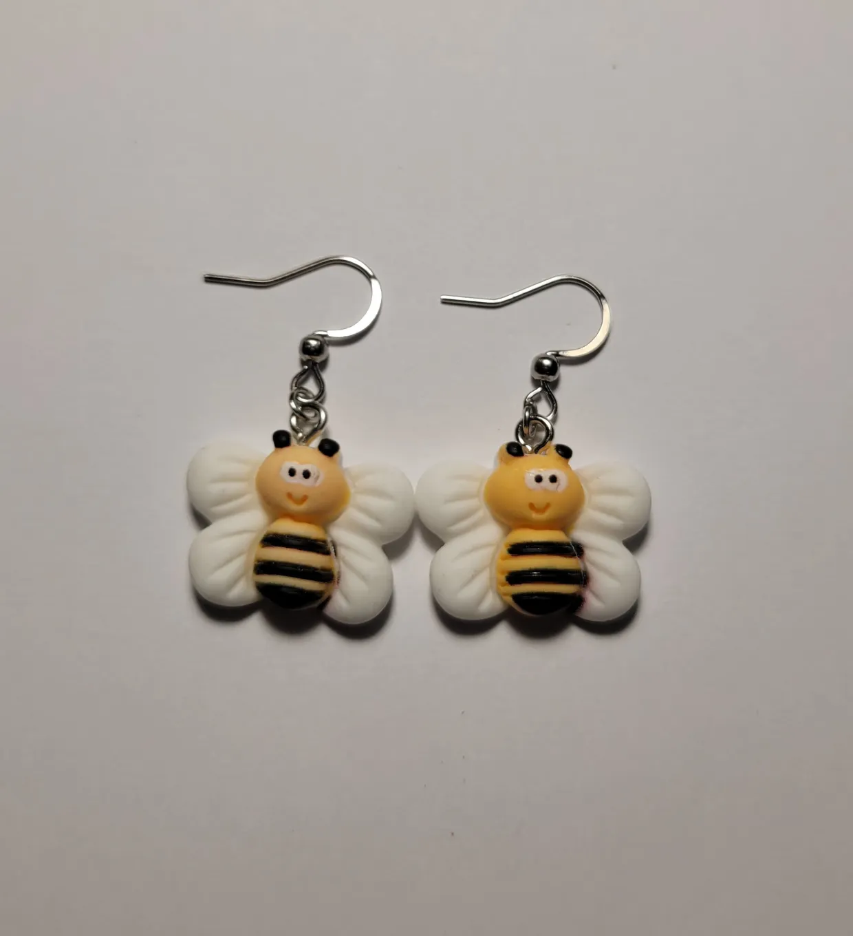 thumbnail interactive-video image 1 of Beeloved Cute Bee Dangly Earrings - Silver Plated Hypoallergenic - UK Made 1 of 5